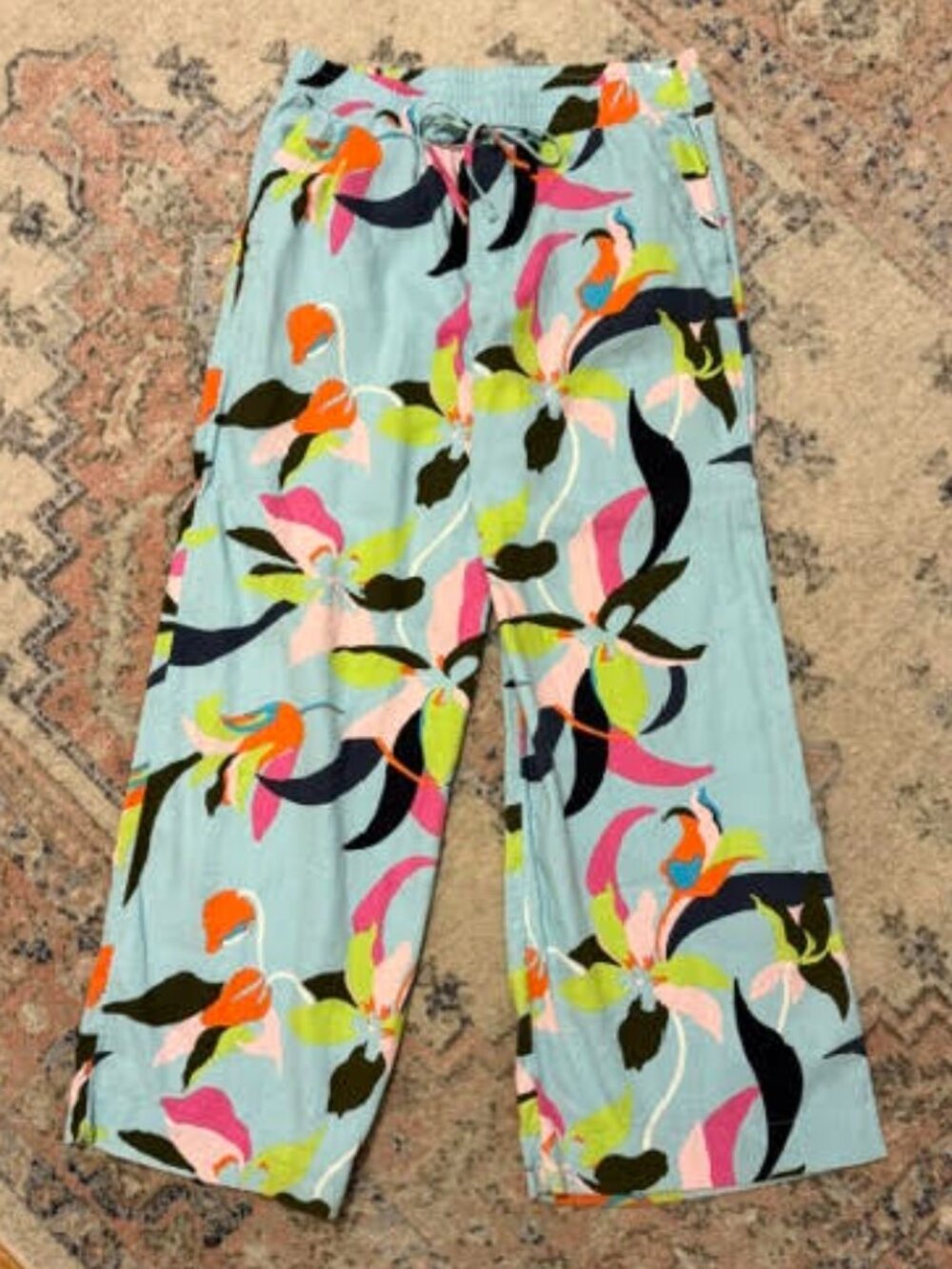 A New Day Colorful Tropical Print Wide Leg Pants Size L